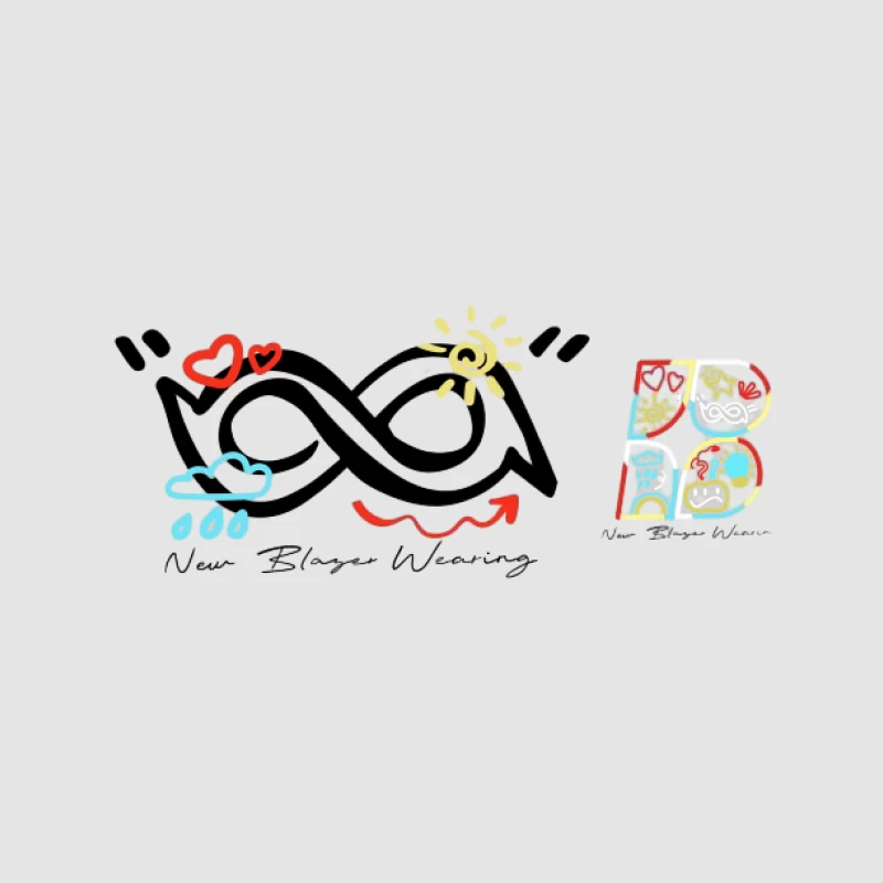 Logo artistique ludique avec symboles météorologiques et cœurs Femme Sweat à capuche