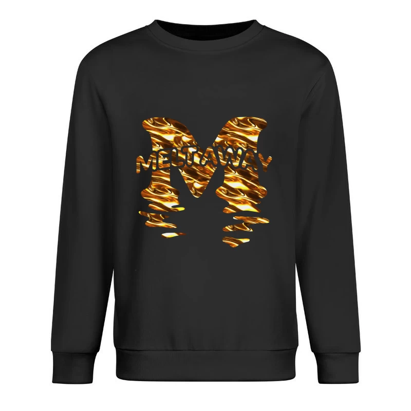 Schmelzeffekt Gold Schrift Herren Pullover Sweatshirt