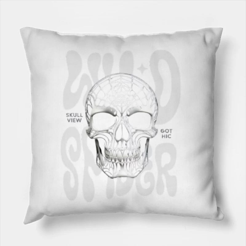 Gothic Anatomical Skull Sketch Illustration Throw Pillow