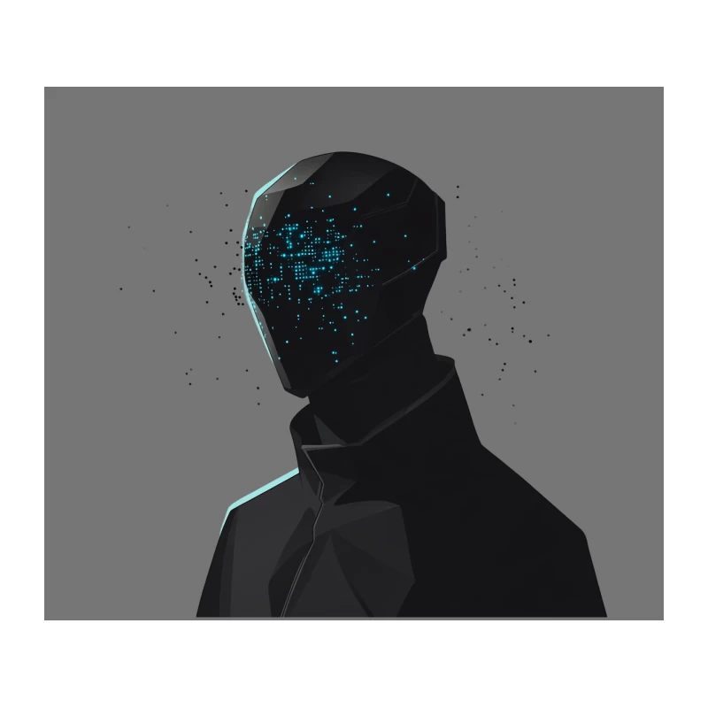 Futuristic AI Silhouette: Digital Cyberpunk Abstraction Tapestry