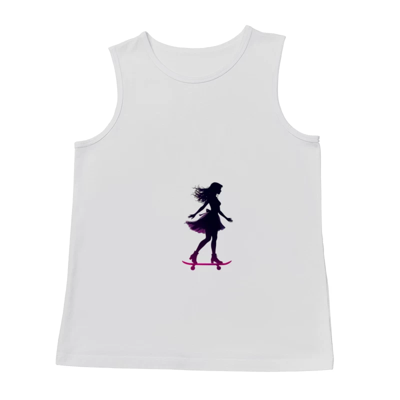 Graceful Feminine Skateboarding Silhouette in Purple Male Tank Top