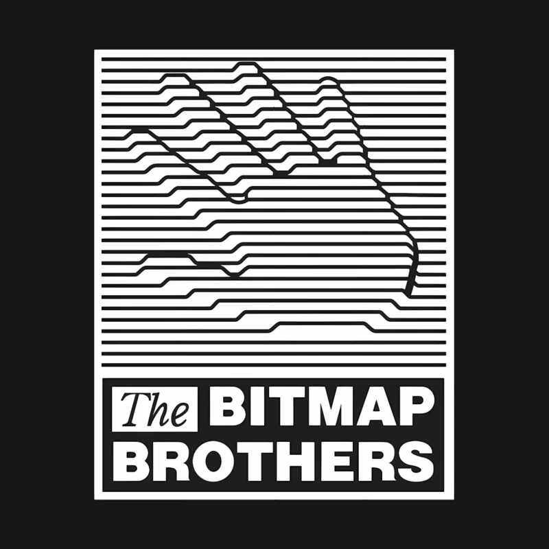 Bitmap Brothers Logo with Striped Hand Optical Illusion Male T-Shirt