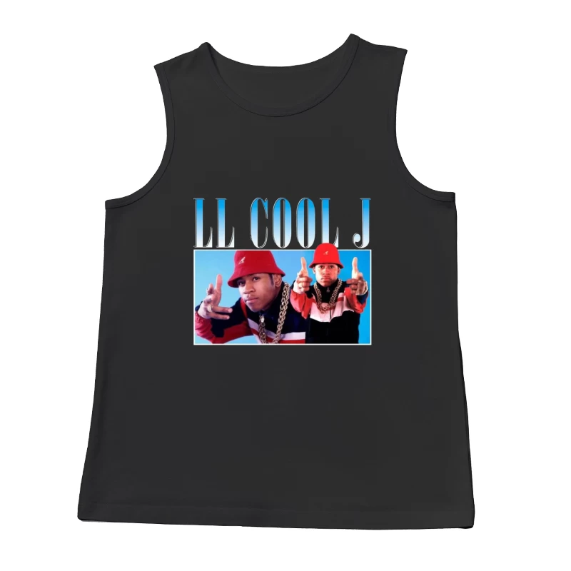 Retro 80s Hip Hop Artists in Red Outfits with Gold Chains Male Tank Top