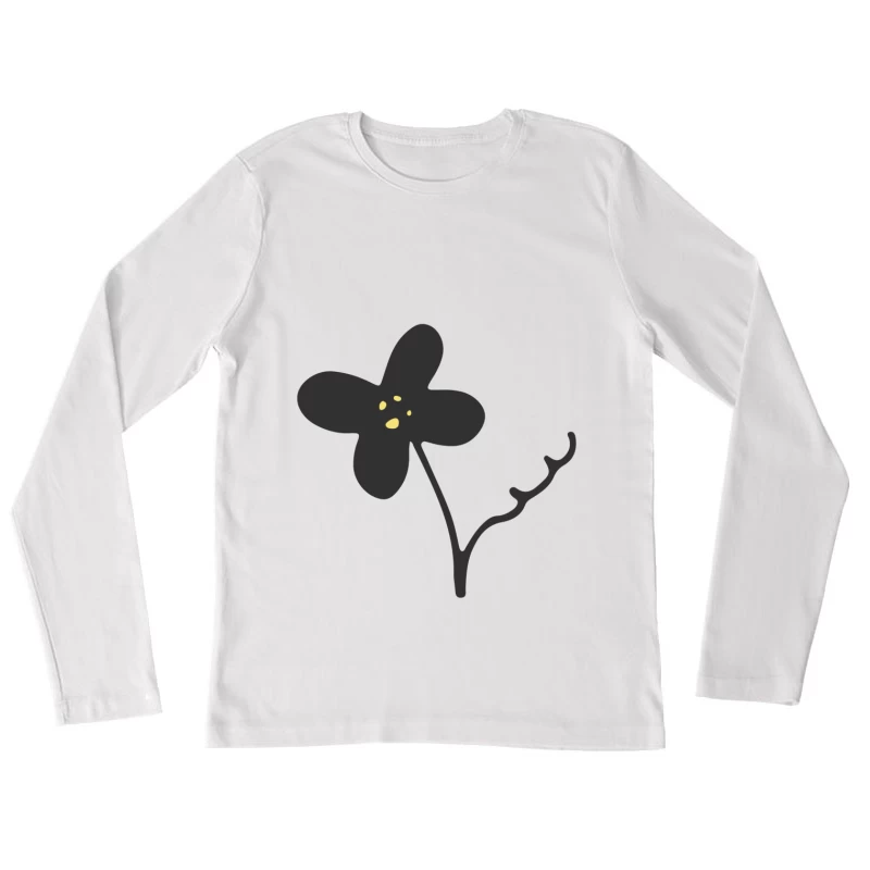 Fleur minimaliste avec points jaunes Femme Manches Longues T-Shirt