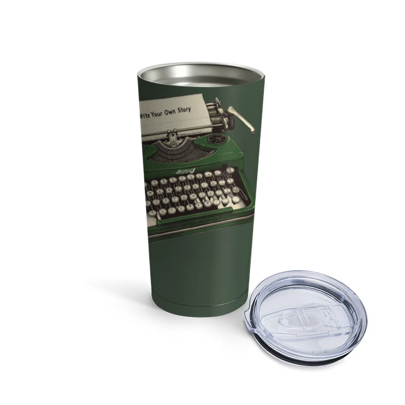 Vintage Typewriter Inspires Creative Storytelling Travel Mug
