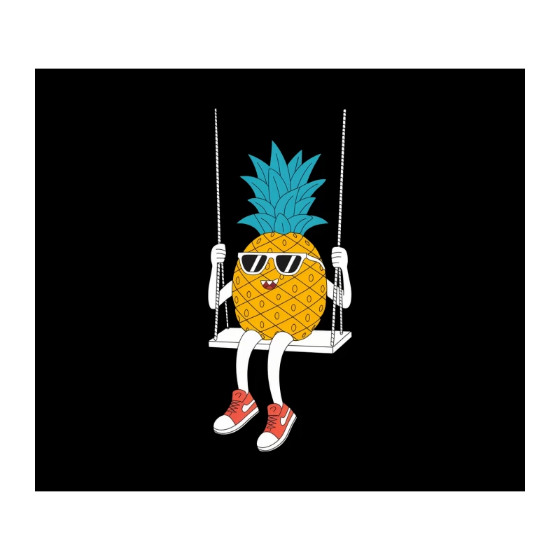 Cool Pineapple Swinging in Summer Tapestry