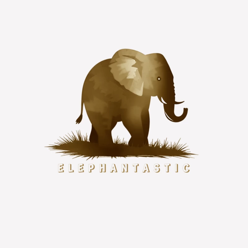 Elephantastic - Vintage Elephant Silhouette Illustration with Typography Male T-Shirt