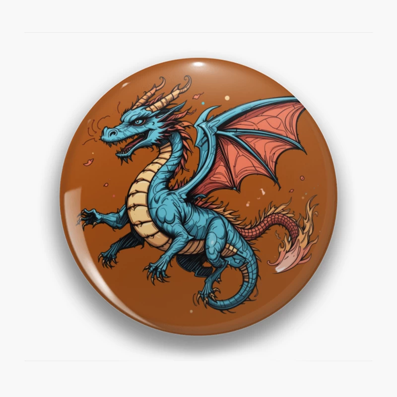 Colorful Blue Dragon Illustration Pin