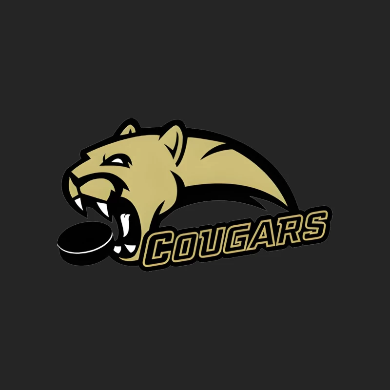 Gold and Black Cougar Hockey Team Mascot Logo Male Pullover Sweatshirt