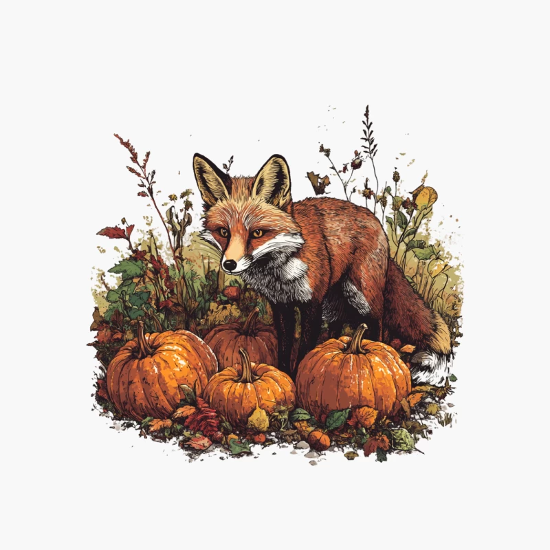 Autumnal Fox among Pumpkins: A Wildlife Harvest Scene Cotton Tote Bag