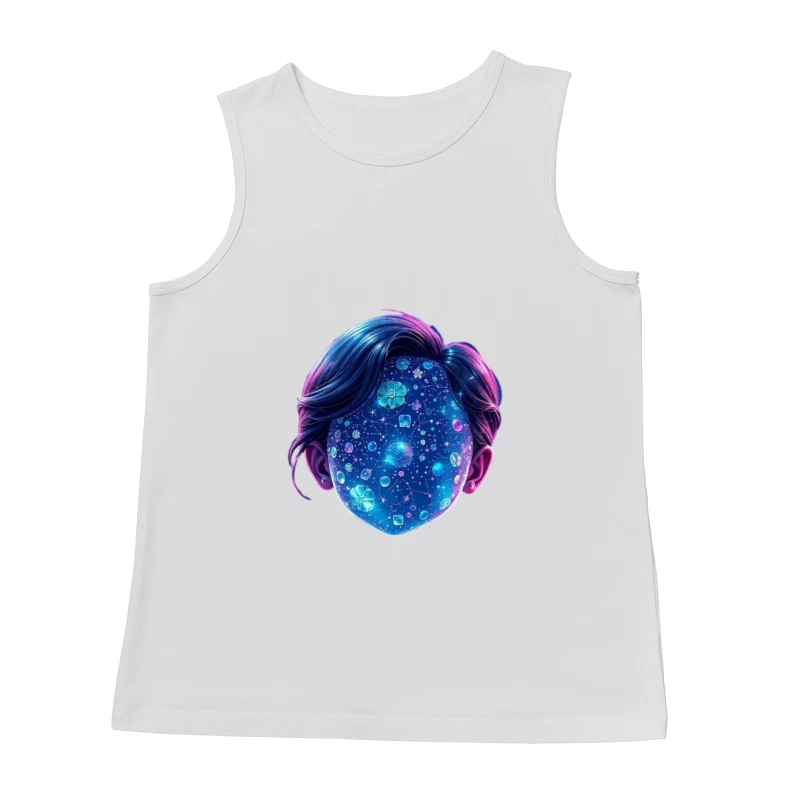 Ethereal Cosmic Portrait with Galaxy-Patterned Face Male Tank Top