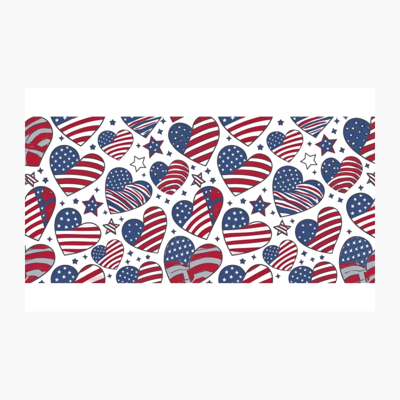 Patriotic American Flag Heart Pattern with Stars Travel Mug