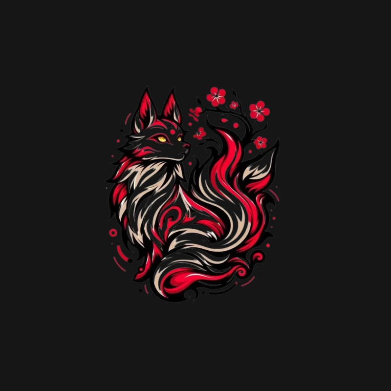 Artistic Fox Design Male Long Sleeve T-Shirt