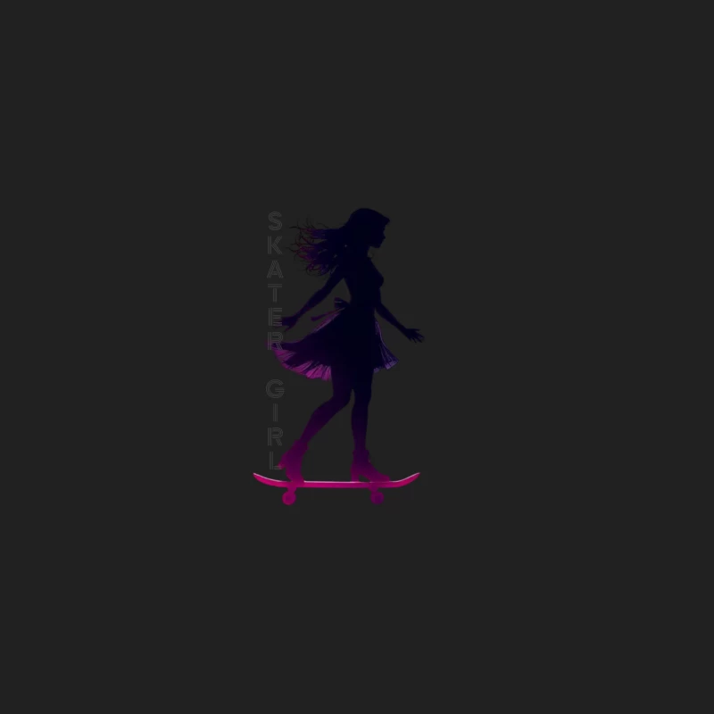 Stylish Skater Girl Silhouette in Pink and Black Bucket Hat