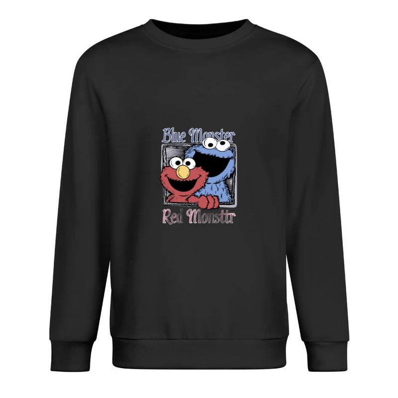 Blaues und rotes Monster Zeichnung Herren Pullover Sweatshirt