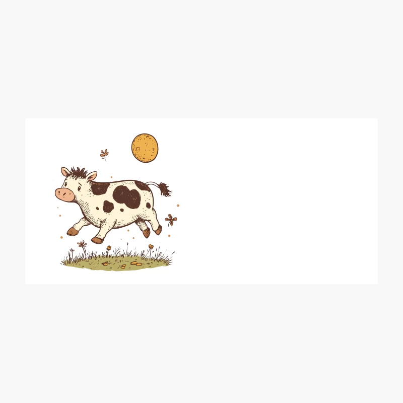 Cute Cartoon Cow Frolicking Under the Moon Coffee Mug