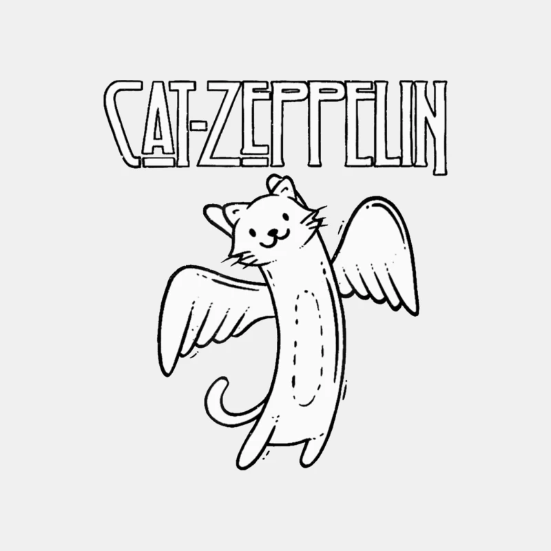 Flying Cat Zeppelin Logo - Musical Band Cartoon Male Tank Top