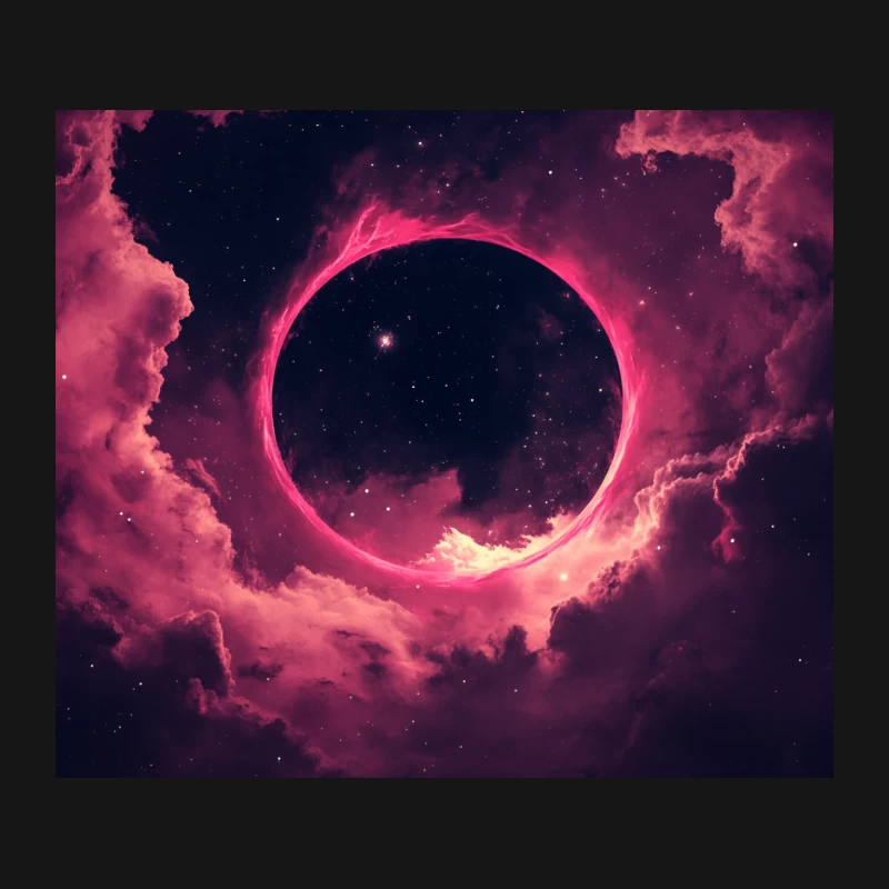 Surreal Pink Cosmic Eclipse in Nebula-filled Space Mouse Pad