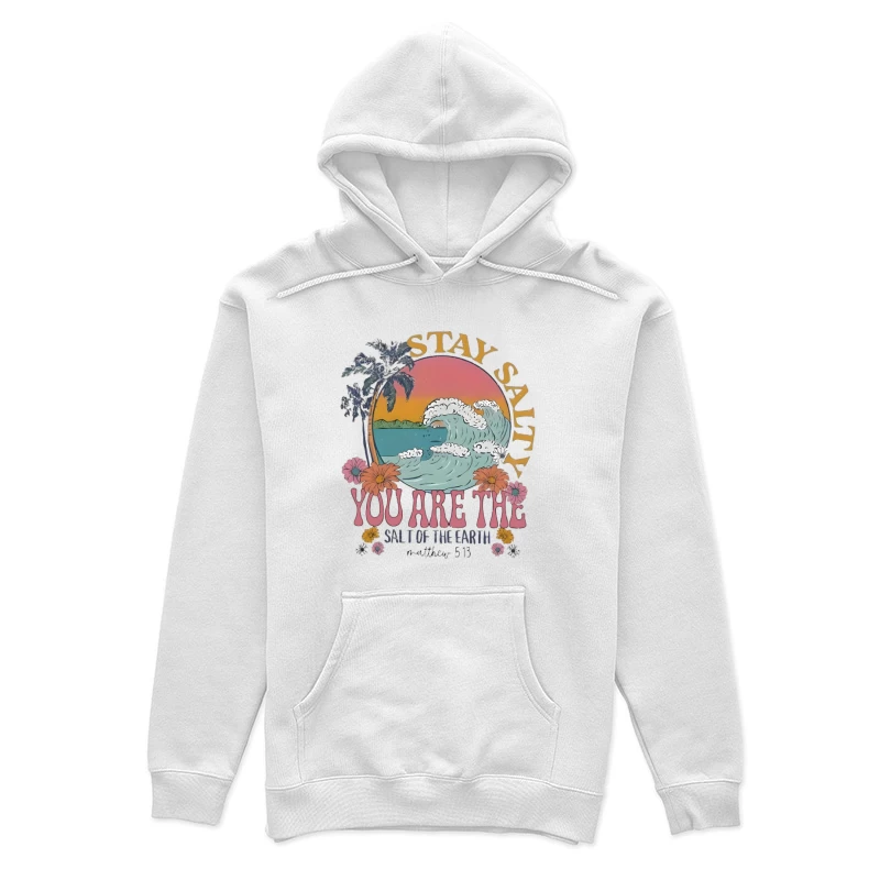 Restez salé, vagues océaniques et fleurs Femme Sweat à capuche