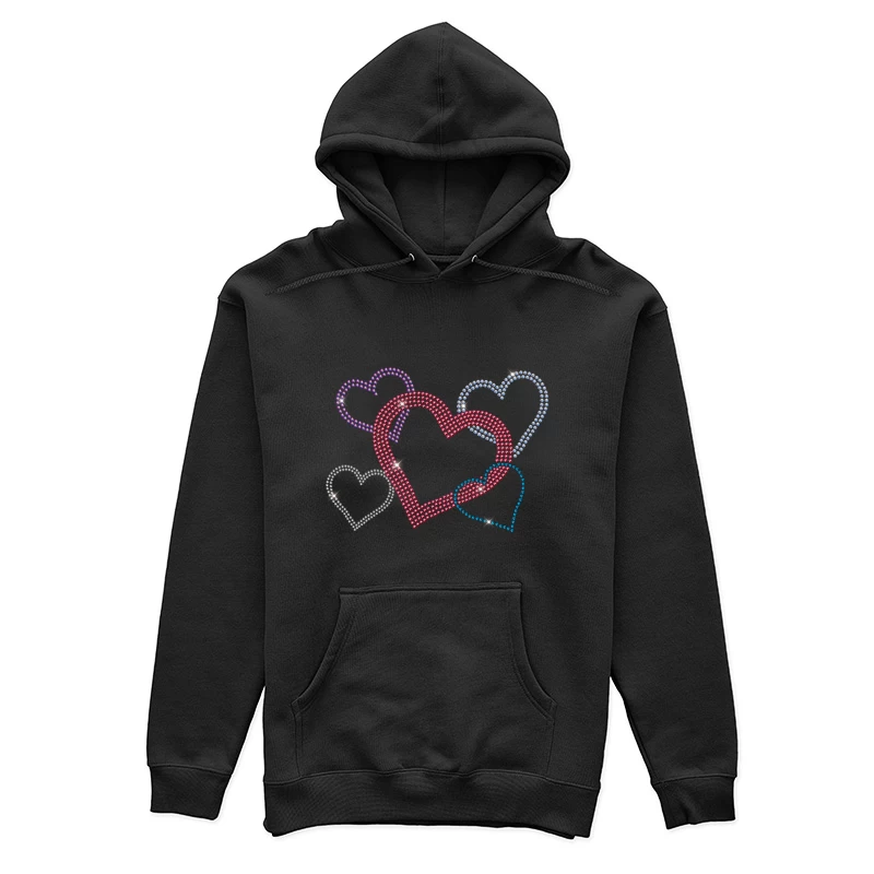 Bunte Herzdesign mit Strasssteinen Damen Pullover Hoodie