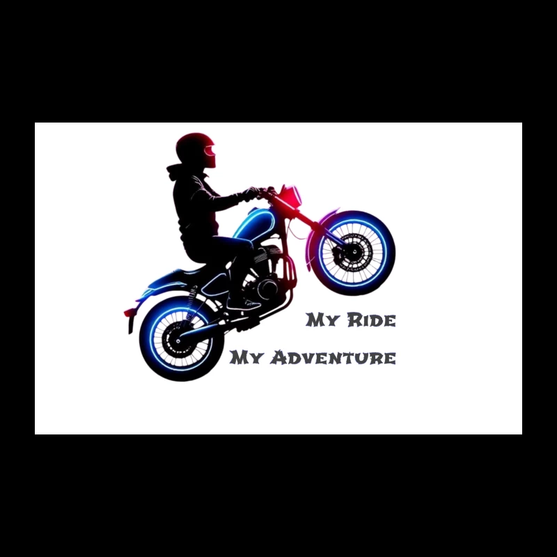 Neon-Lit Motorcycle Rider Silhouette with Adventure Quote Travel Mug