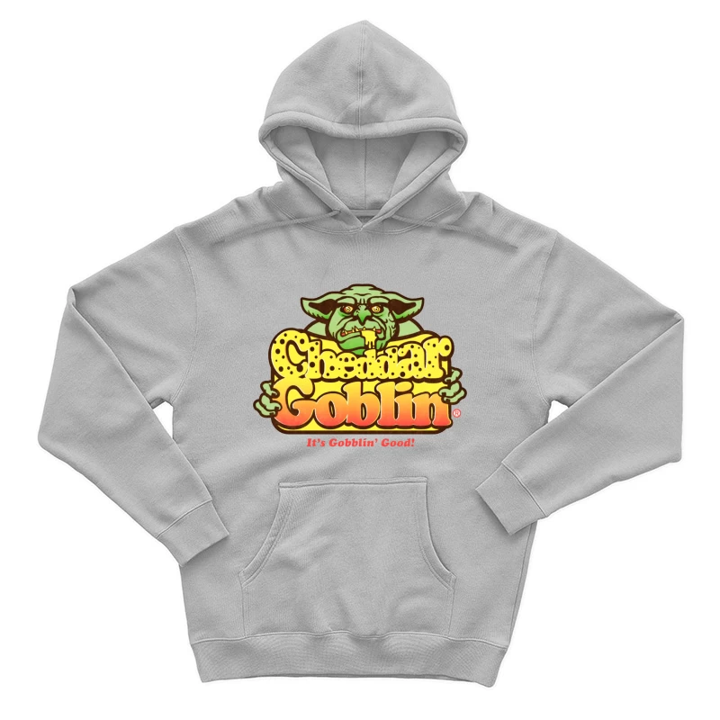 Retro Goblin Character Food Logo with Yellow Typography Male Pullover Hoodie