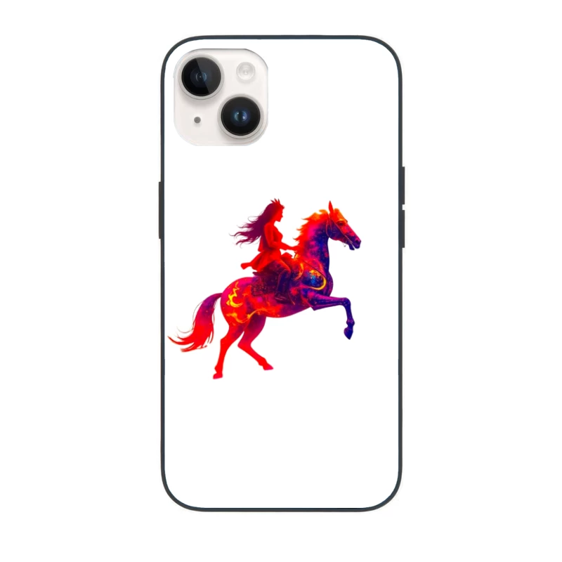 Mystical Red Horse and Rider Silhouette Fantasy Art iPhone Case