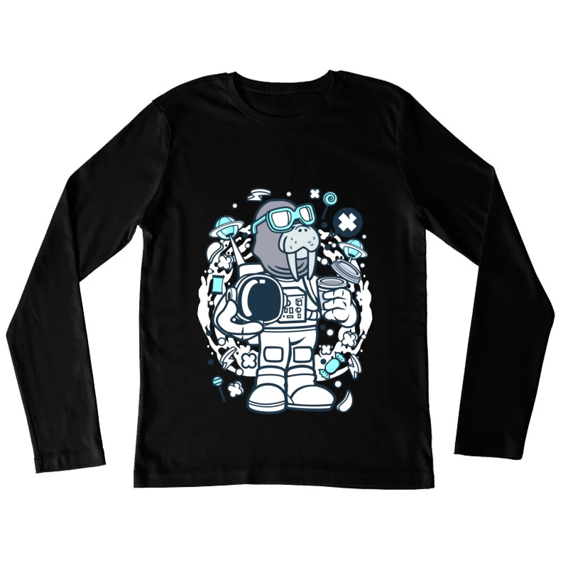 Astronaute morse dans l'espace Femme Manches Longues T-Shirt