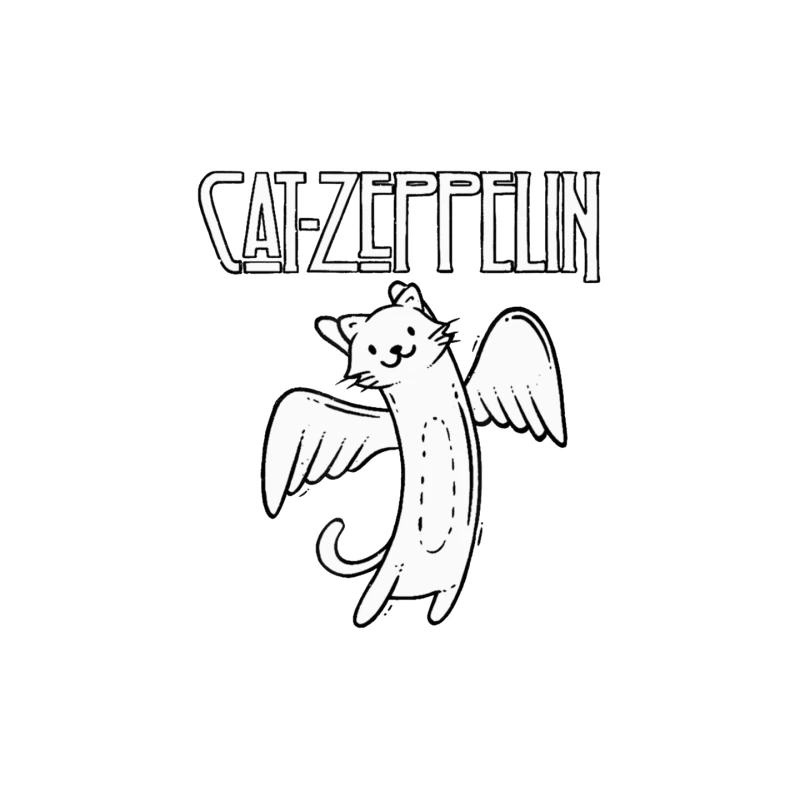 Flying Cat Zeppelin Logo - Musical Band Cartoon Mouse Pad