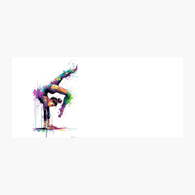 Vibrant Splatter Art of Flexible Gymnast Pose Coffee Mug