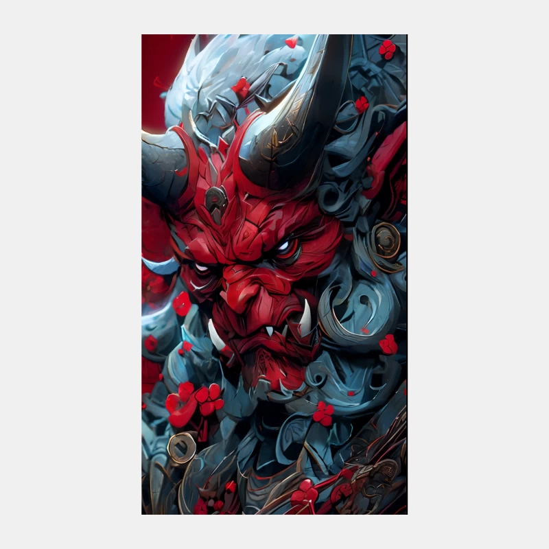 Demonic Oni Mask: A Fusion of Red and Blue in Japanese Mythology Male Tank Top