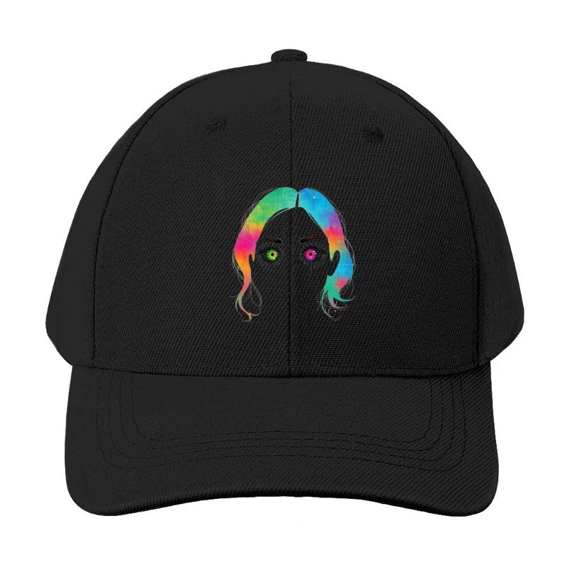 Artistic Rainbow Portrait with Heterochromatic Eyes Baseball Cap