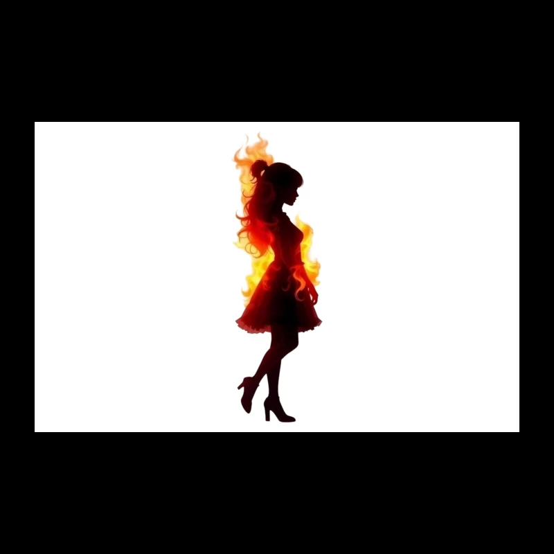 Fiery Female Silhouette in Elegant Dress Travel Mug