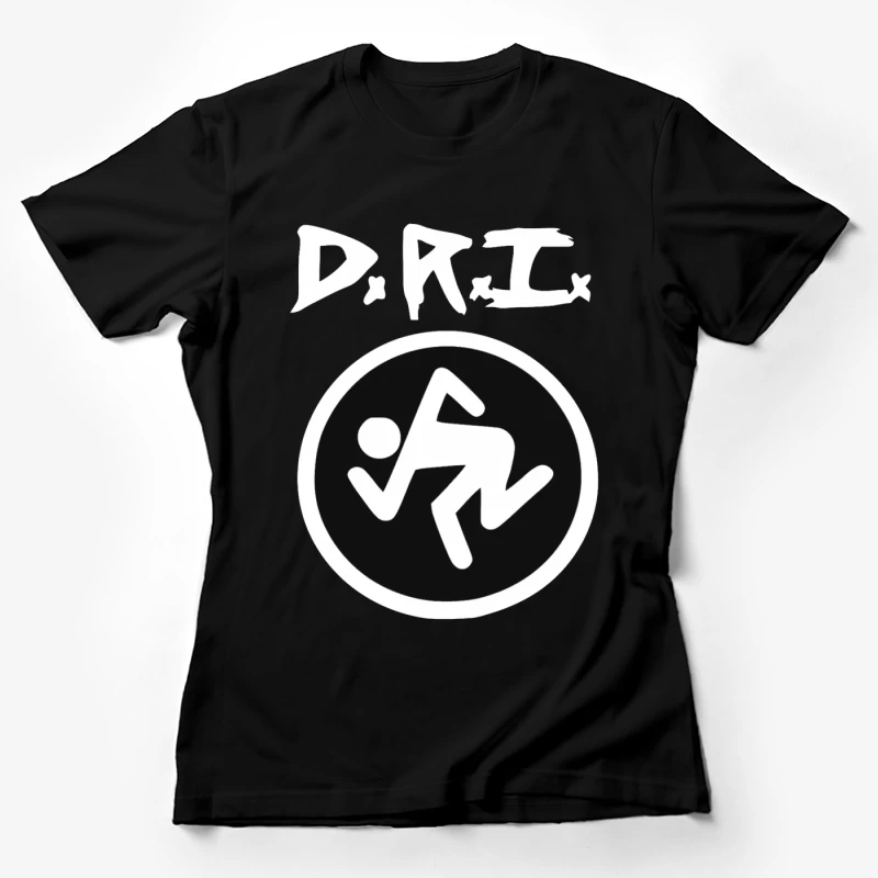 DRI Records Running Man Logo in Black and White Circle Female T-Shirt