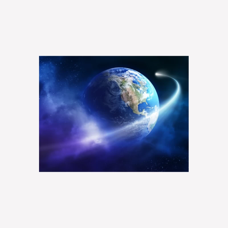 Earth and Comet in Space Female T-Shirt