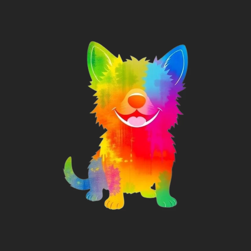 Colorful Cartoon Dog Illustration Male Pullover Sweatshirt