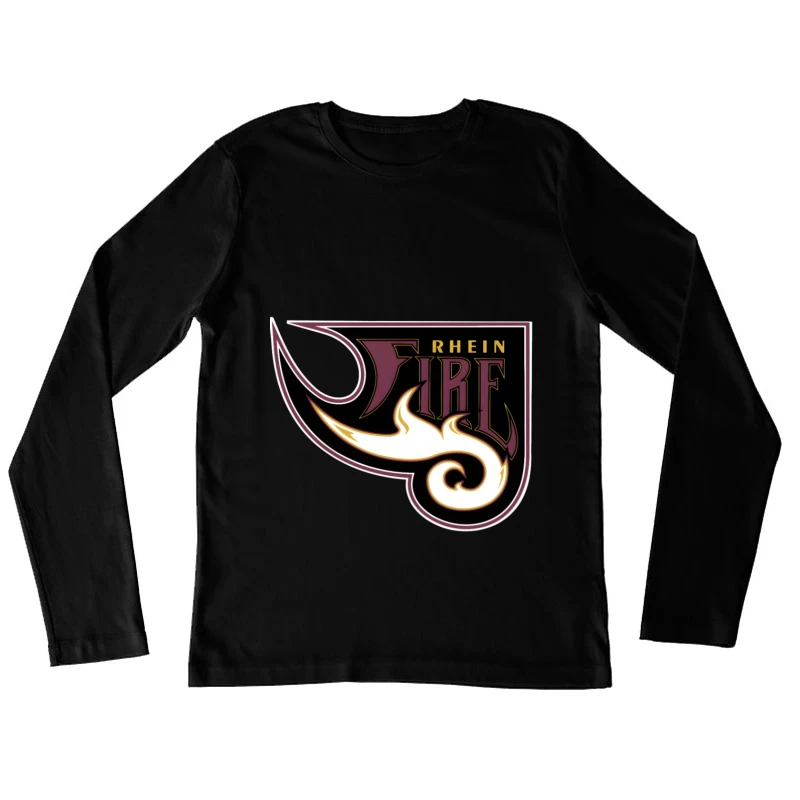 Rhein Fire Professional Football Team Logo with Stylized Flame Design Female Long Sleeve T-Shirt