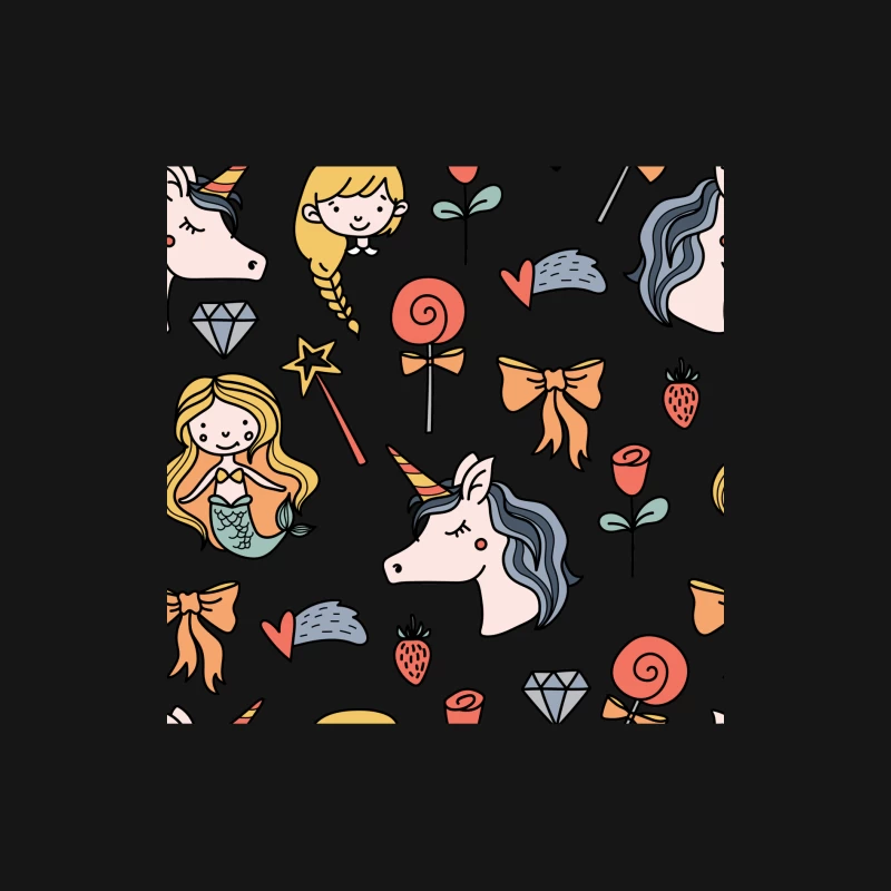 Design magique avec licornes et sirènes Homme Manches Longues T-Shirt