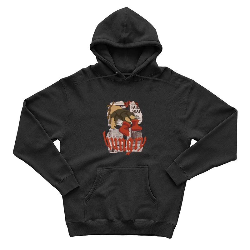 Hungrige Figur auf Zeitungsseiten Herren Pullover Hoodie