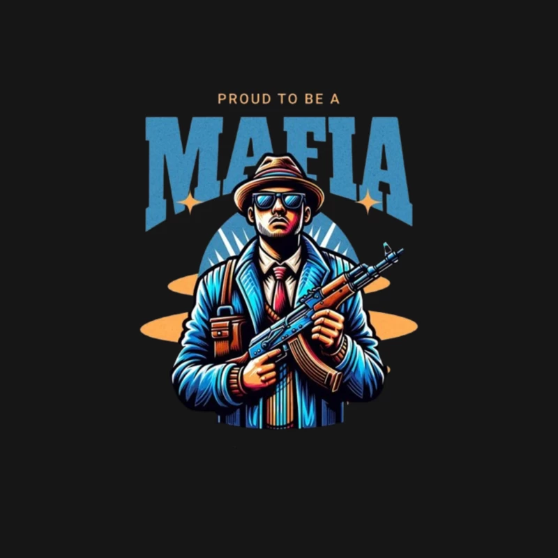 Vintage-Style Mafia Gangster Illustration with Weapon Male Long Sleeve T-Shirt