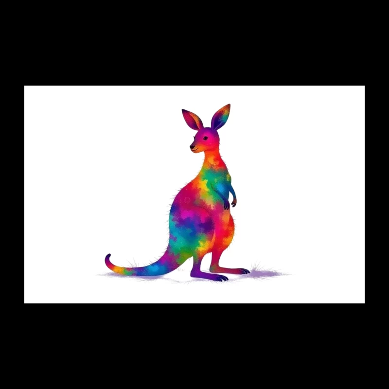 Rainbow Watercolor Kangaroo Art Travel Mug