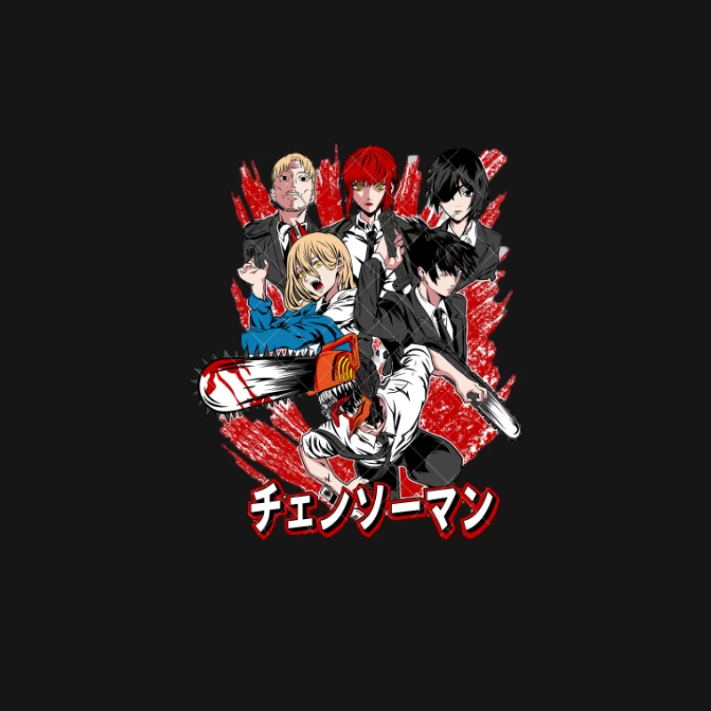 Chainsaw Man Charaktere mit Kettensäge Damen T-Shirt