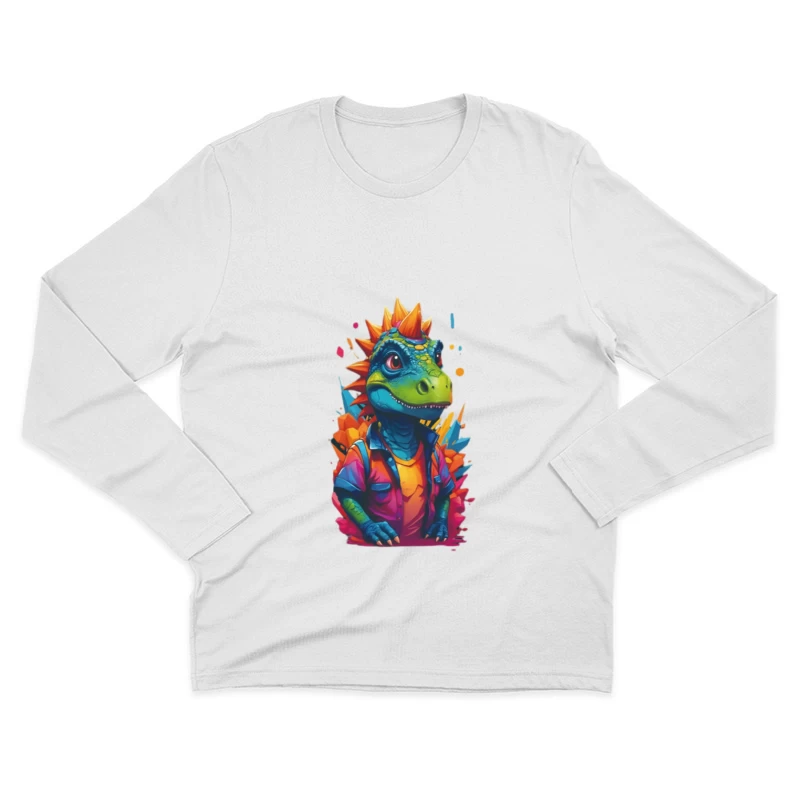 Bunter Dinosaurier mit Hemd Herren Langarm T-Shirt