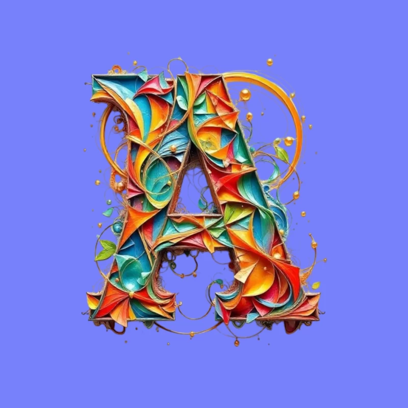 Vibrant Paper Quilled Letter A Typography Art Pin