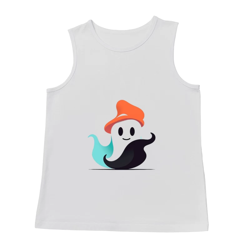 Cute Ghost Mascot with Orange Hat Male Tank Top