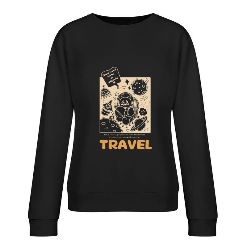 Weltraum-Abenteuer mit niedlichem Tier Damen Pullover Sweatshirt