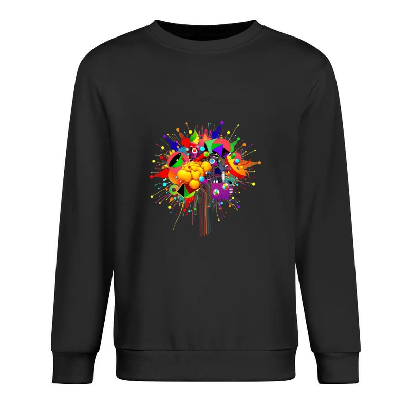 Vibrant Digital Brain: Creative Mind Explosion Male Pullover Sweatshirt