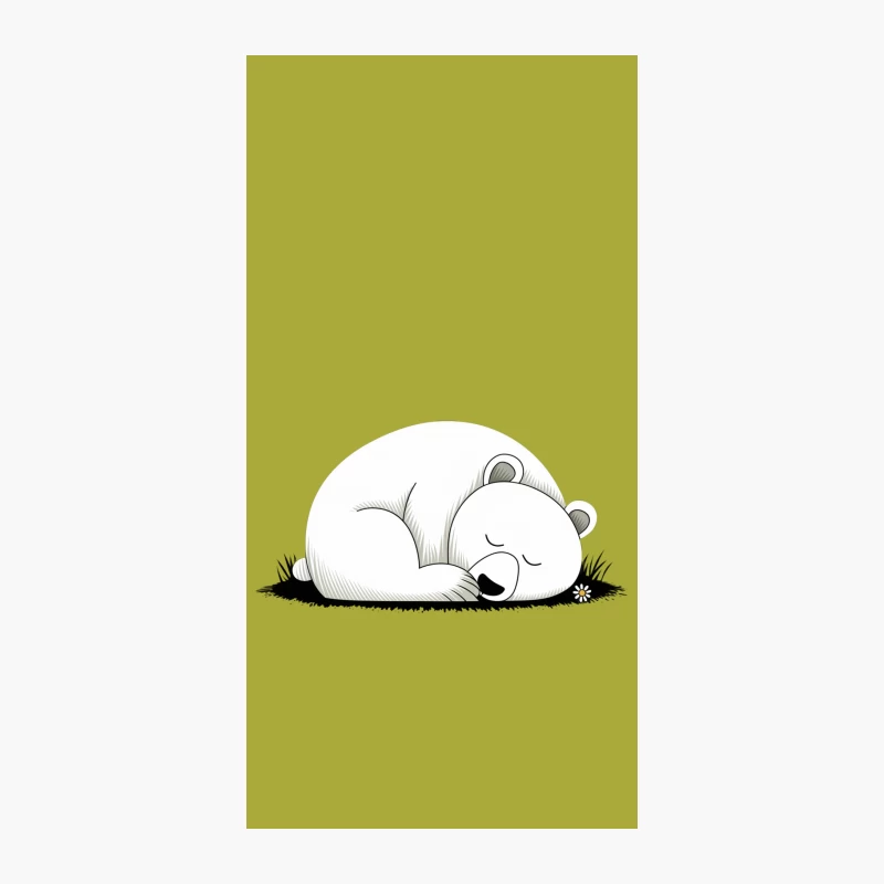 Sleeping Polar Bear: Cute Cartoon Illustration of Nature's Peaceful Moment iPhone Case