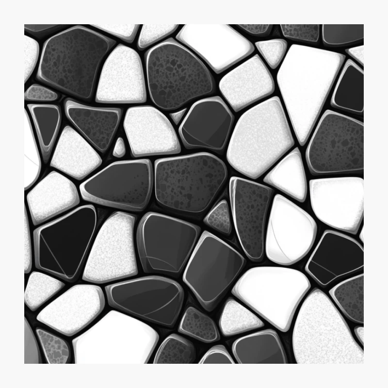 Abstract Black and White Pebble Mosaic Pattern Pin