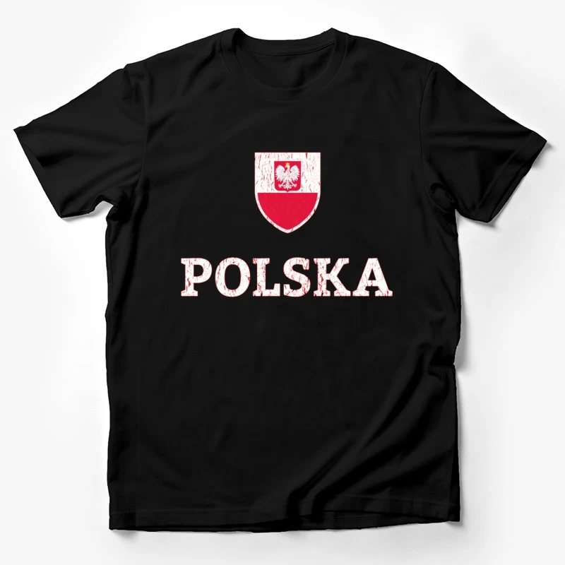 Polish National Shield with Eagle Emblem and Text Male T-Shirt